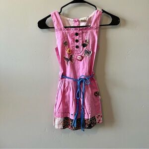 THE SILLY SISSY Multi Fabric with Appliqués On Front with Waist Tie Size 5